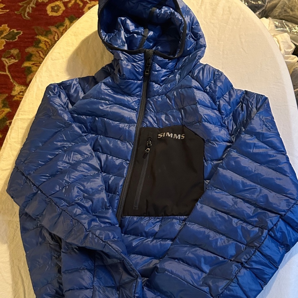 Simms Navy Quilted Jacket with Black Pocket